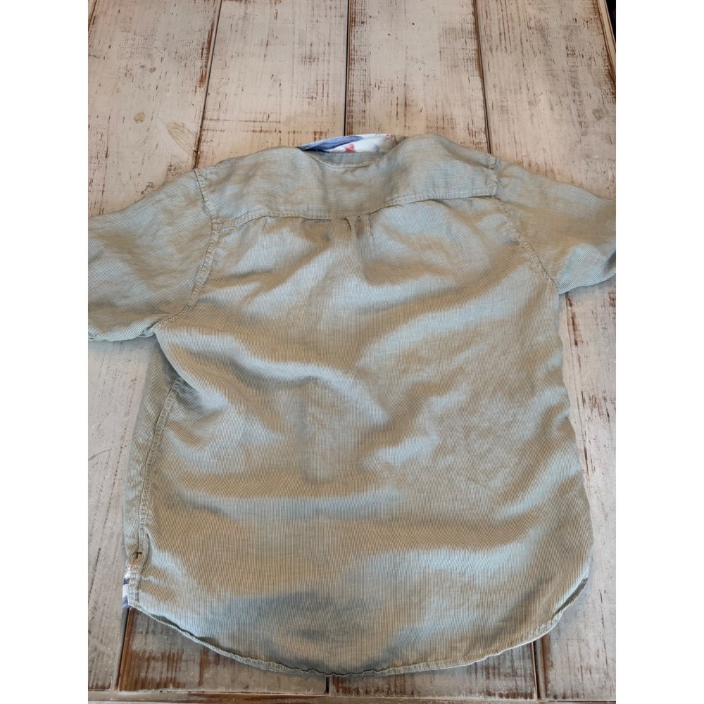 Tommy Bahama Relax Mens L Sage Green Micro Stripe Short Sleeve Button Down Shirt - Picture 8 of 12